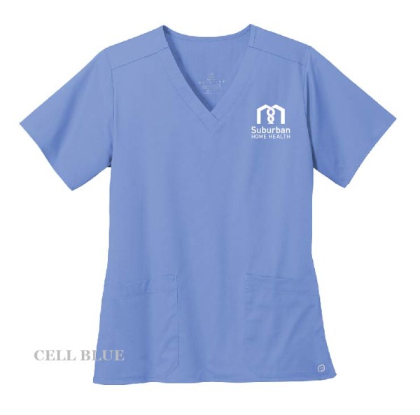 Ladies Embroidered V-Neck Scrub Top - Image 2