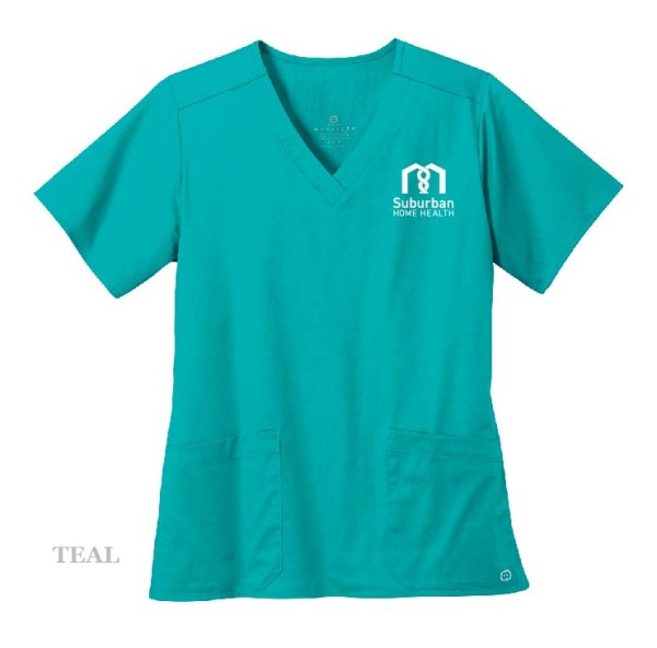 Ladies Embroidered V-Neck Scrub Top