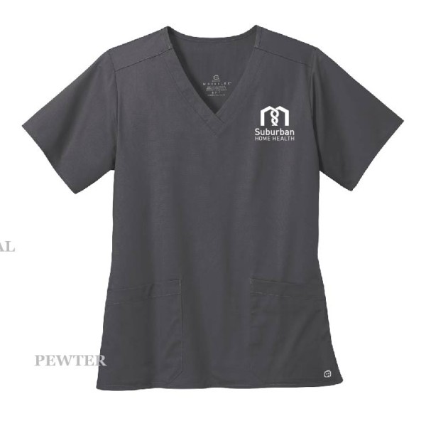 Ladies Embroidered V-Neck Scrub Top - Image 4