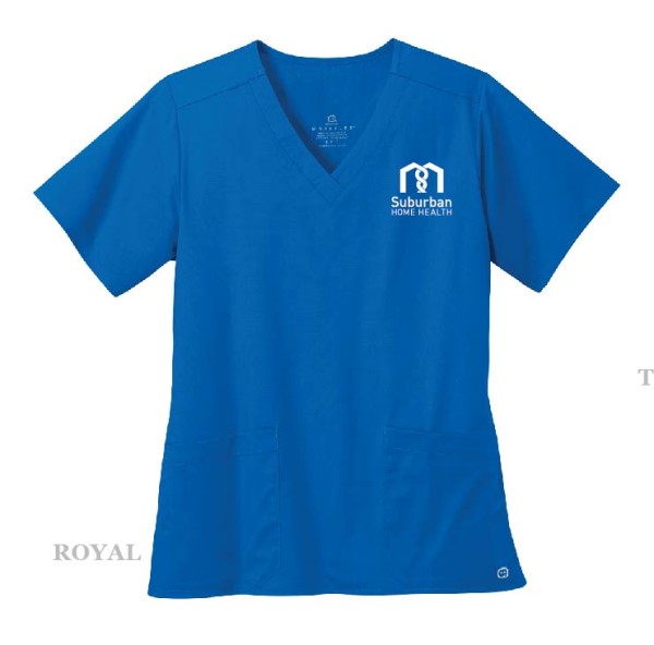 Ladies Embroidered V-Neck Scrub Top - Image 3