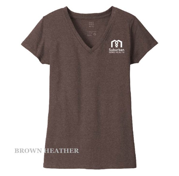 Ladies Printed Decal V-Neck Short Sleeve Tee - Image 2