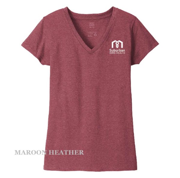 Ladies Printed Decal V-Neck Short Sleeve Tee