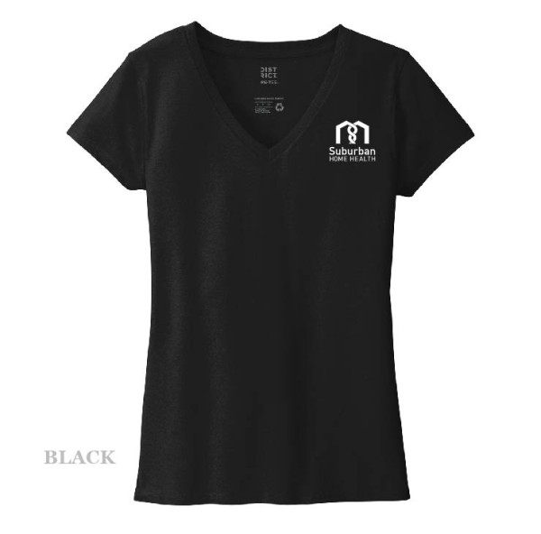 Ladies Printed Decal V-Neck Short Sleeve Tee - Image 8