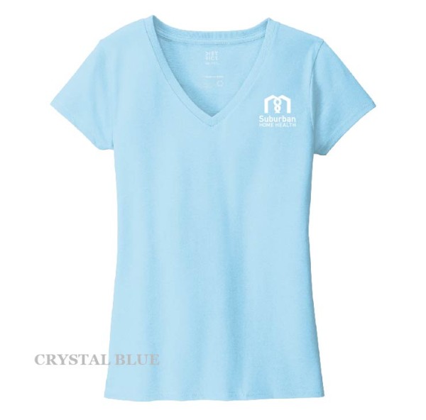 Ladies Printed Decal V-Neck Short Sleeve Tee - Image 7