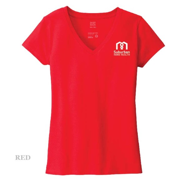 Ladies Printed Decal V-Neck Short Sleeve Tee - Image 6
