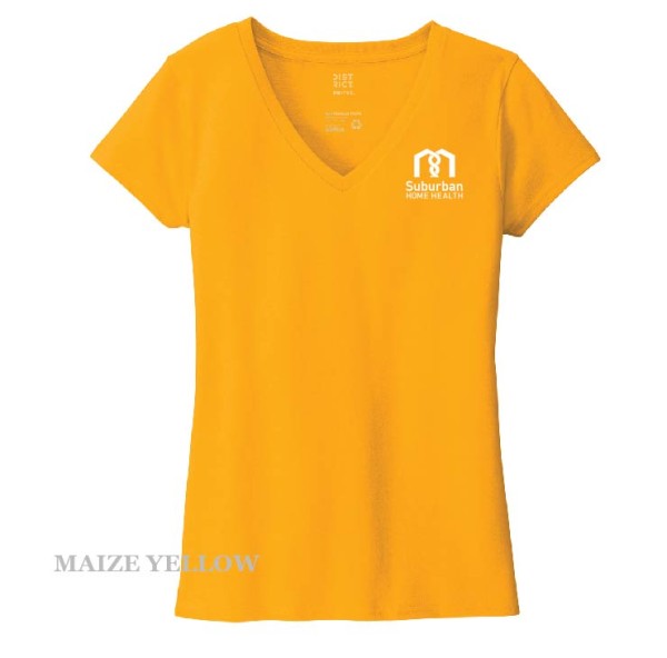 Ladies Printed Decal V-Neck Short Sleeve Tee - Image 5