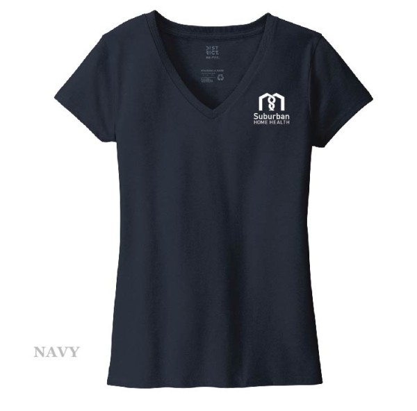 Ladies Printed Decal V-Neck Short Sleeve Tee - Image 4