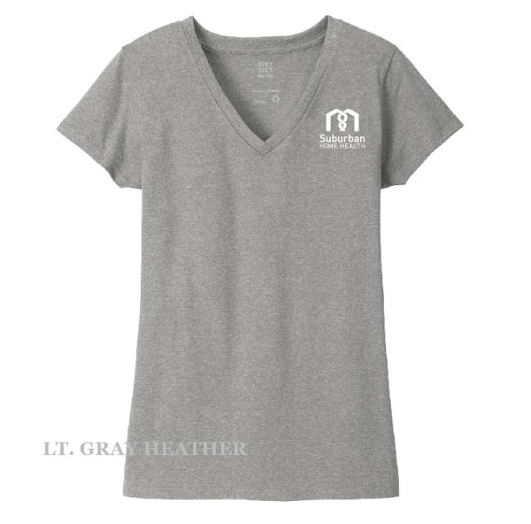 Ladies Printed Decal V-Neck Short Sleeve Tee - Image 3