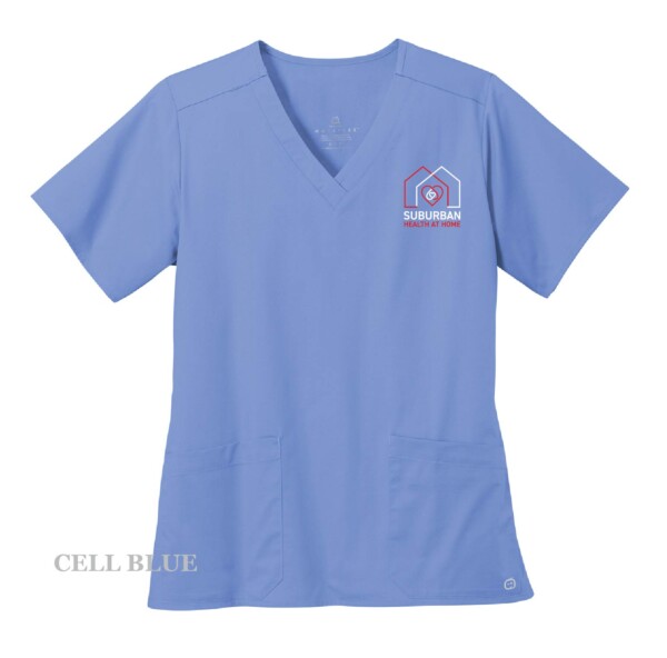 Ladies Embroidered V-Neck Scrub Top - Image 9