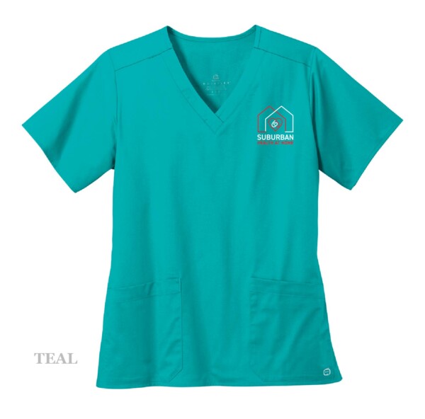 Ladies Embroidered V-Neck Scrub Top - Image 12