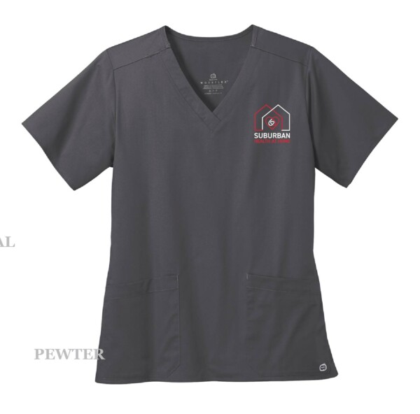 Ladies Embroidered V-Neck Scrub Top - Image 11