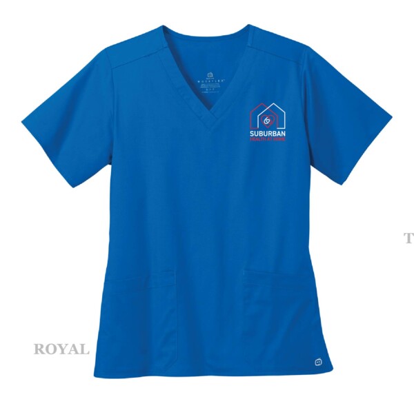 Ladies Embroidered V-Neck Scrub Top - Image 10