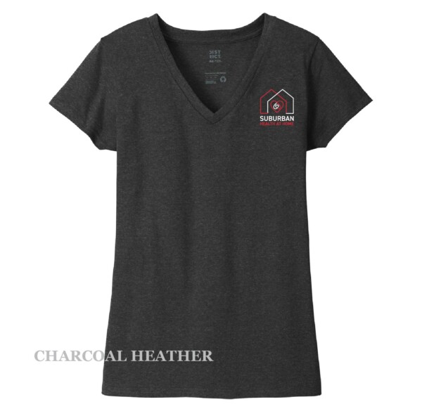 Ladies Printed Decal V-Neck Short Sleeve Tee - Image 30