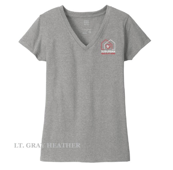 Ladies Printed Decal V-Neck Short Sleeve Tee - Image 22