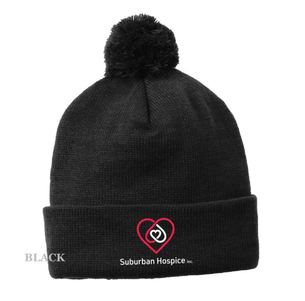 Embroidered Pom Pom Beanie