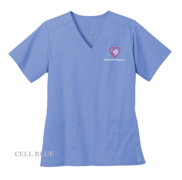 Ladies Embroidered V-Neck Scrub Top - Image 5