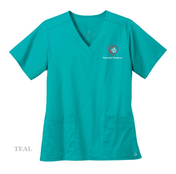 Ladies Embroidered V-Neck Scrub Top - Image 8