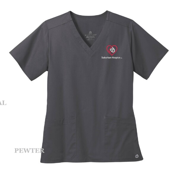 Ladies Embroidered V-Neck Scrub Top - Image 7