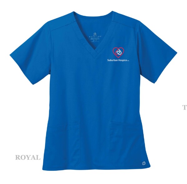 Ladies Embroidered V-Neck Scrub Top - Image 6