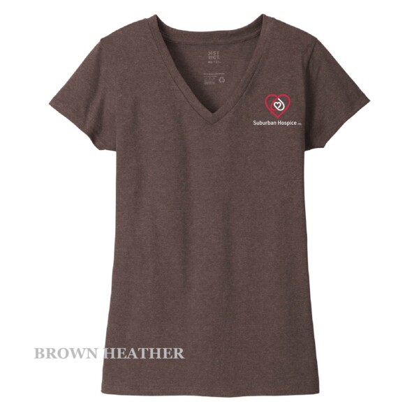 Ladies Printed Decal V-Neck Short Sleeve Tee - Image 11