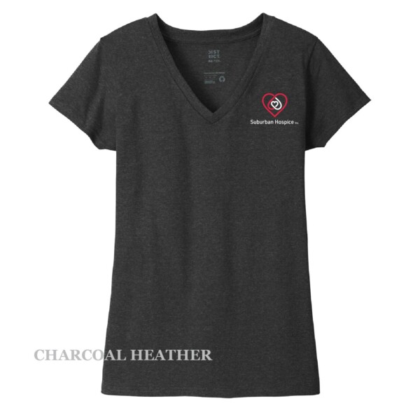 Ladies Printed Decal V-Neck Short Sleeve Tee - Image 20