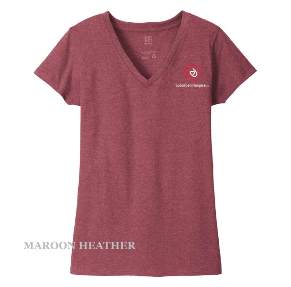 Ladies Printed Decal V-Neck Short Sleeve Tee - Image 19