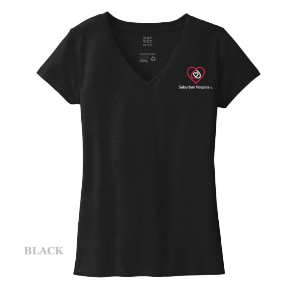 Ladies Printed Decal V-Neck Short Sleeve Tee - Image 17
