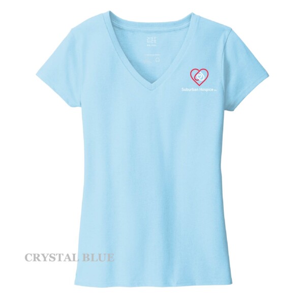 Ladies Printed Decal V-Neck Short Sleeve Tee - Image 16