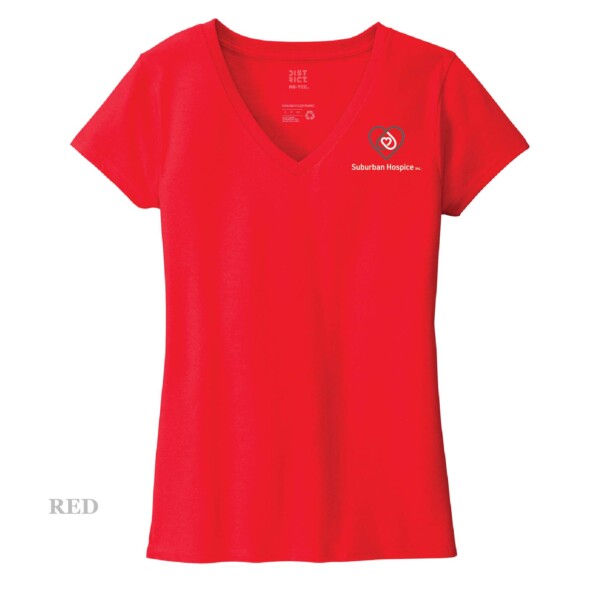 Ladies Printed Decal V-Neck Short Sleeve Tee - Image 15