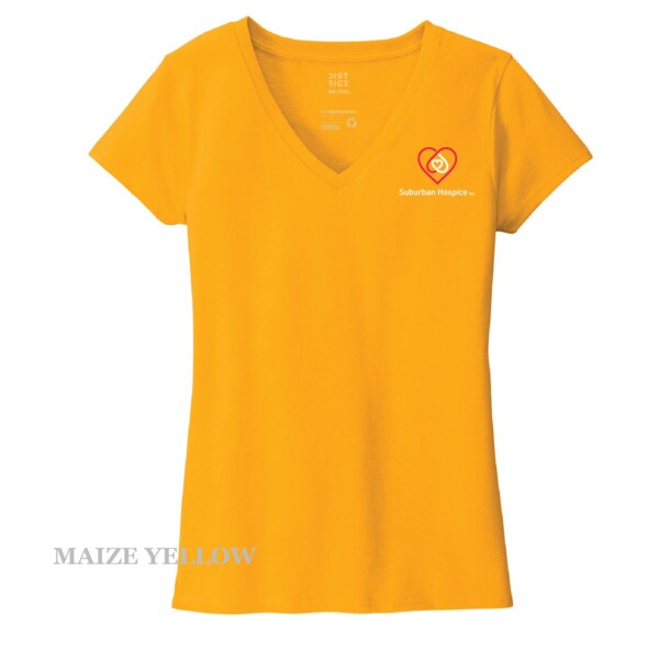 Ladies Printed Decal V-Neck Short Sleeve Tee - Image 14