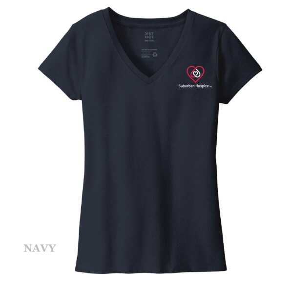Ladies Printed Decal V-Neck Short Sleeve Tee - Image 13