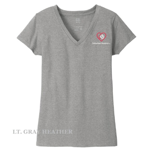 Ladies Printed Decal V-Neck Short Sleeve Tee - Image 12