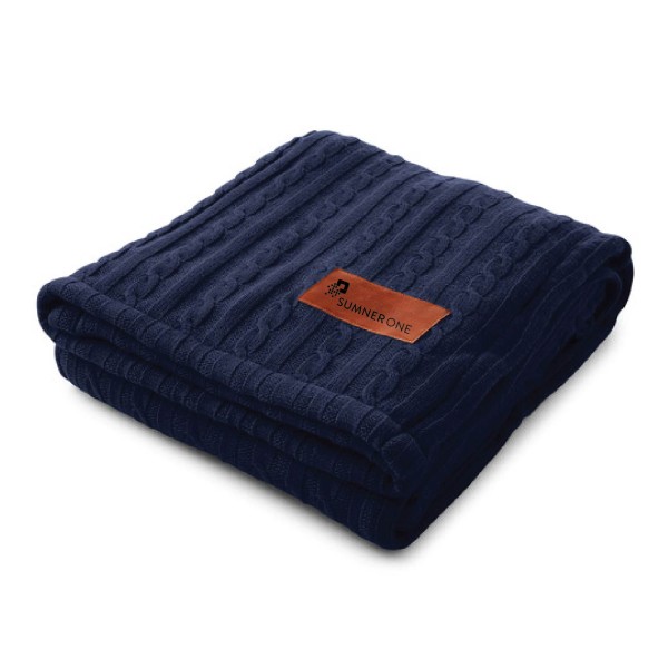 Leeman Cable Knit Sherpa Throw Blanket